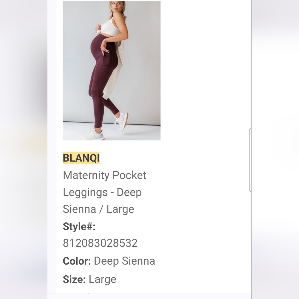 NWOT 2 BLANQI Maternity Pocket Leggings - India Ink and Deep Sienna